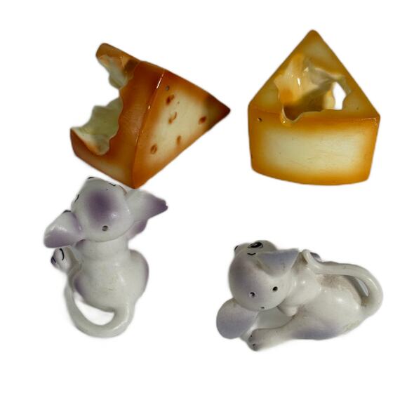 Vintage 2 Sets Salt & Pepper Shakers Mouse & Swiss Cheese Japan Kitschy - Picture 3 of 9